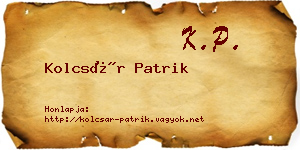 Kolcsár Patrik névjegykártya
