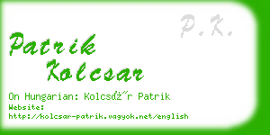 patrik kolcsar business card